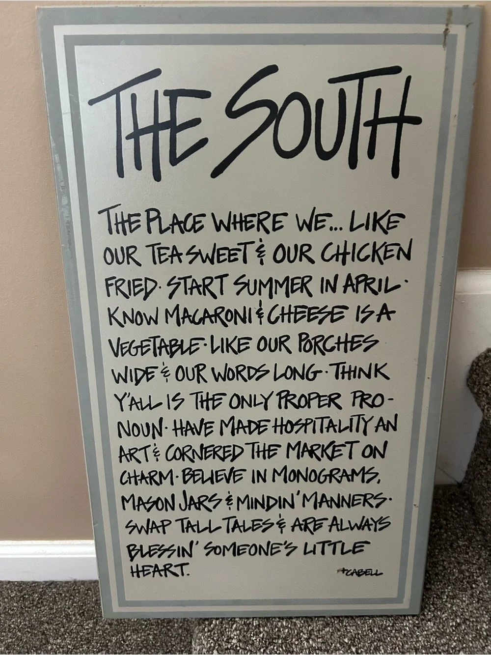 The South Wall Art Sign in Light Blue and White - Rustic Home Décor